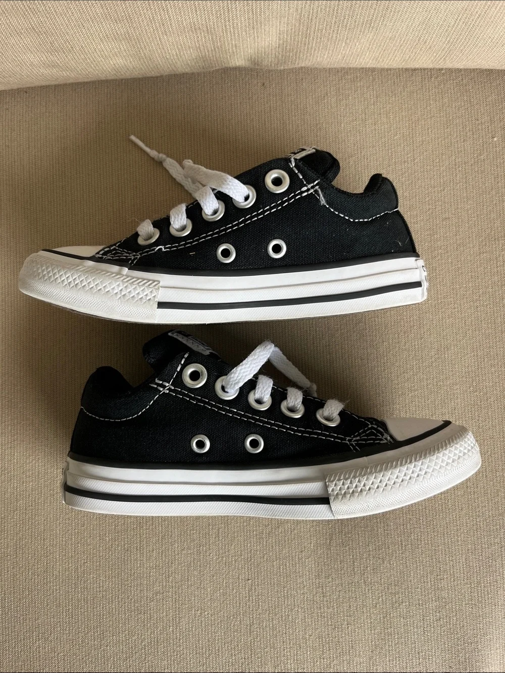 Converse Kids Black and White Low Top All Star Sneakers, size 11